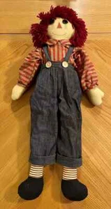 VTG Large 29” Raggedy Ann Doll Plush With Blue Overalls V4 - Picture 1 of 8