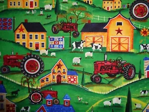 Handmade Cotton fitted crib sheet/FArm/Tractors/Barns/Animals - Picture 1 of 2