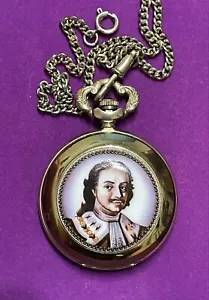 USSR Russian mechanical pocket watch Molnija Enamel Finift Russian Emperor Petr - Picture 1 of 12