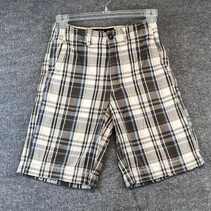 American Eagle Shorts Youth 26 Gray Blue Plaid Chino Khakis Boys - Picture 1 of 10