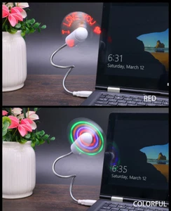 LED LIGHT-UP Glow USB POWER COOLING FAN for NOTEBOOK Laptop PC Flexible Travel - Picture 1 of 14