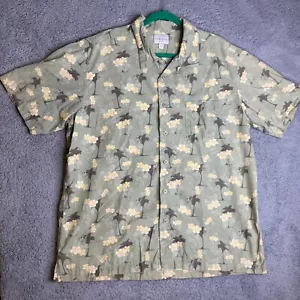 Trader Bay Hawaiian Shirt Mens XL Green Floral Aloha Button Up Short Sleeve - Picture 1 of 10