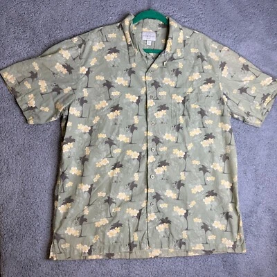 Hawaiian Shirt Mens XL Green Floral Aloha Button Up Short Sleeve Summer Luau - Image 1 of 4