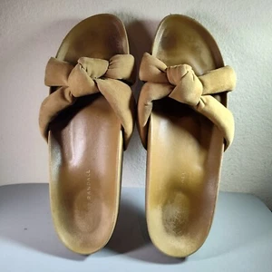 Loeffler Randall Women's Suede Bow Accent Slides Brown Sz 10 - Picture 1 of 6