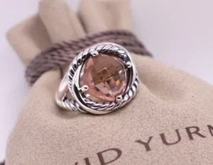 David Yurman 925 Sterling Silver 11mm Infinity Ring Morganite - Picture 1 of 6