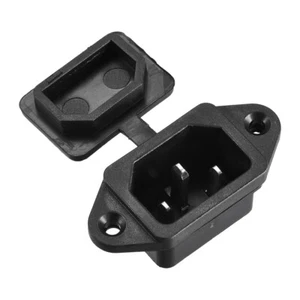 AC 250V 10A 3P Iec320 C14 Inlet Plug Power Socket Black w Cover 2Set - Afbeelding 1 van 4