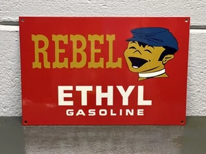 Rebel Ethyl Gasoline Metal Sign Gas Oil Engine Drive Muscle Car Dixie South - Picture 1 of 4