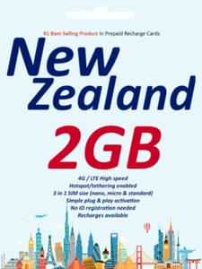 New Zealand Travel - 7 days 2GB One NZ prepaid data SIM card 4G/LTE - Picture 1 of 4