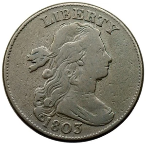 1803 S-246 R-3 Mumps Obv Draped Bust Large Cent Coin 1c - Picture 1 of 2