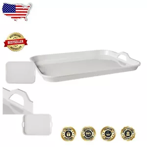Lightweight White Melamine Serving Tray - Rectangular, Heat Resistant & Stylish - Picture 1 of 8