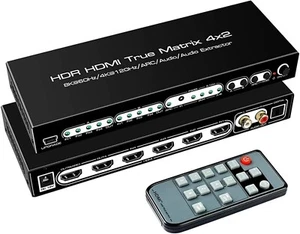 FERRISA 8K 4X2 HDMI Matrix 4 in 2 Out HDMI 2.1 Matrix HDMI Video Switch Splitter - Picture 1 of 4