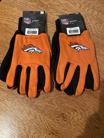 (2) NFL Forever Collectibles Denver BRONCOS Sport Utility Gloves Orange/Navy NEW Cover