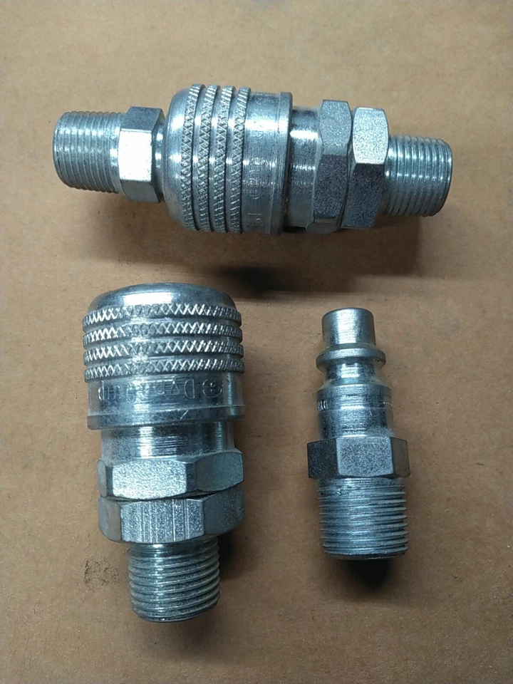 (2 sets) DynaQuip 3/8" NPT Quick Disconnect Male-to-Male Made in USA - Image 1 of 1
