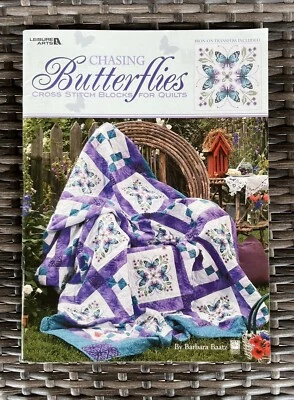 Leisure Arts Cross Stitch Quilt Blocks 4 Quilts CHASING BUTTERFLIES w/ Transfers - Image 1 of 4