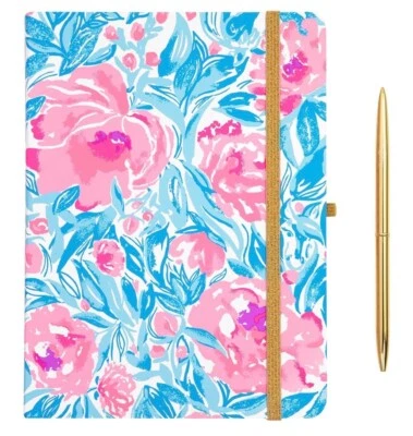 Lilly Pulitzer Journal and Gold Pen Set Featured in My Little Peony Print NIB - Image 1 of 3