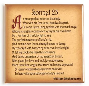 Sonett 23 KÜHLSCHRANKMAGNET (3 x 3 Zoll) William Shakespeare - Bild 1 von 3