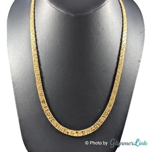 Collar de cadena plano chapado en oro estilo pepita corazón I Love You de colección - Imagen 1 de 9