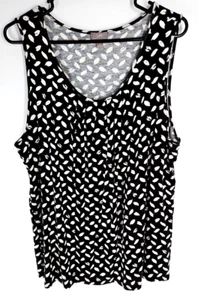 J. Jill Womens Top Black White Leaf Design Pullover Pleat Front Stretch XL - Picture 1 of 7