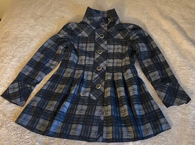 UbU Plaid Pea Coat Trench Dress Jacket Mock Collar Womens Size Medium UBU - Image 1 of 4