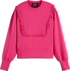 SCOTCH & SODA Bright Pink FRINGED Sweatshirt SIZE SMALL Oversized RRP £300 - Picture 1 of 10