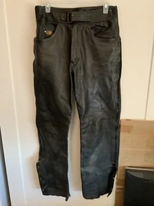 Vintage Joe Rocket Black Leather Motorcycle Riding Pants 28 - Picture 1 of 12