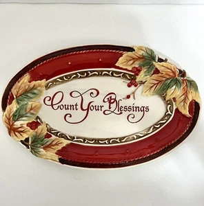 Fitz & Floyd Bountiful Holiday Christmas Sm Tray "Count Your Blessings" 6.5"x10" - Picture 1 of 12