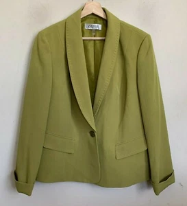 Chaqueta Kasper Blazer Verde Oliva Cuello Botones Manga Elástica Forrada Talla 12 - Imagen 1 de 9
