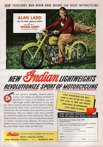 1948 Indian Scout Motorrad Alan Ladd Original Farbdruck Anzeige  - Bild 1 von 1
