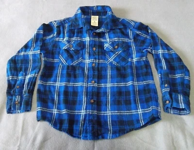 Faded Glory Boys Flannel Shirt M (8) Blue Black Plaid Long Sleeve 100% Cotton - Image 1 of 4
