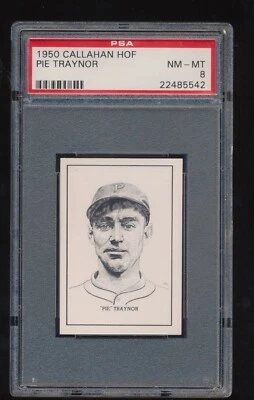 PSA 8 1950 Callahan Salón de la Fama Pie Traynor Salón de la Fama Foto 1 de 2