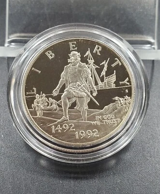 1992 Columbus Commemorative Proof Half Dollar Coin in capsule - Image 1 of 2