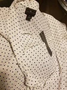 NWT - Worthington Ivory with Black Dot Blouse - L - Picture 1 of 4