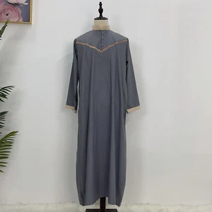 Muslim Men Robe Jubba Thobe Saudi Arabic Dress Dubai Kaftan Islamic Clothing New - Picture 1 of 30