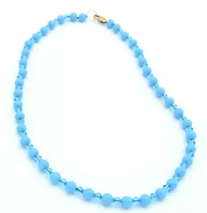 Vintage Blue Turquoise & Crystal Beaded Necklace 16.5 Inches - Picture 1 of 3