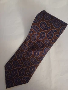 BROOKS BROTHERS MAKERS AND MERCHANTS XL BROWN BLUE PAISLEY SILK NECKTIE - Picture 1 of 3