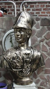 Große Büste Römischer Kriegers Figur Möbel Kopf Säule Garten Statue Helm SG - Bild 1 von 6