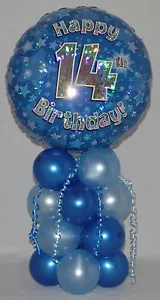 14th BIRTHDAY - AGE 14 - FOIL BALLOON TABLE CENTREPIECE PARTY DISPLAY CLUSTER - Picture 1 of 6