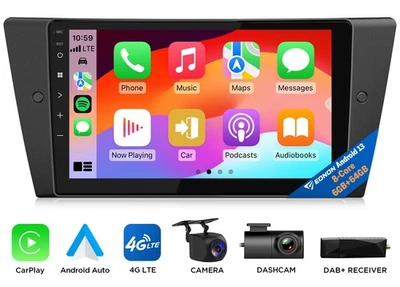 DAB+ Für BMW E90-E93 9" Autoradio GPS Navi CarPlay Android 13 6+64 DSP 4G LTE BT - Bild 1 von 4
