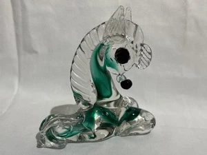 Asino cavallo vintage Murano turchese/verde - Foto 1 di 11
