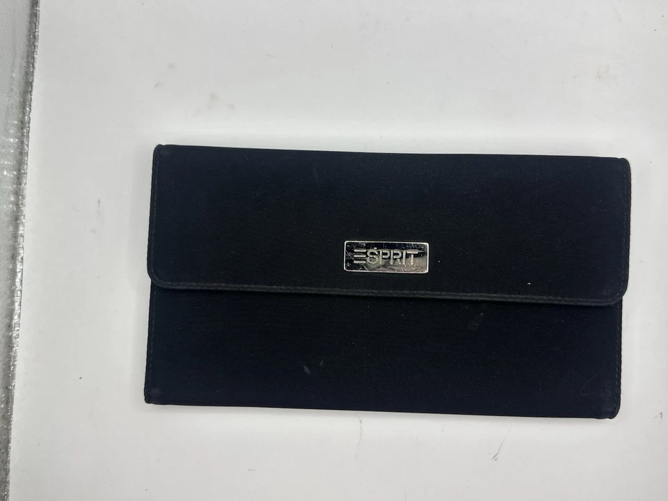 Vintage 1990s Esprit Black Wallet with Metal Logo Plate - Image 1 of 4