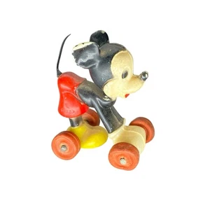 Vintage 1960s Disney MICKEY MOUSE Rolling Toy Hong Kong 3" hard rubber wheels - Picture 1 of 6