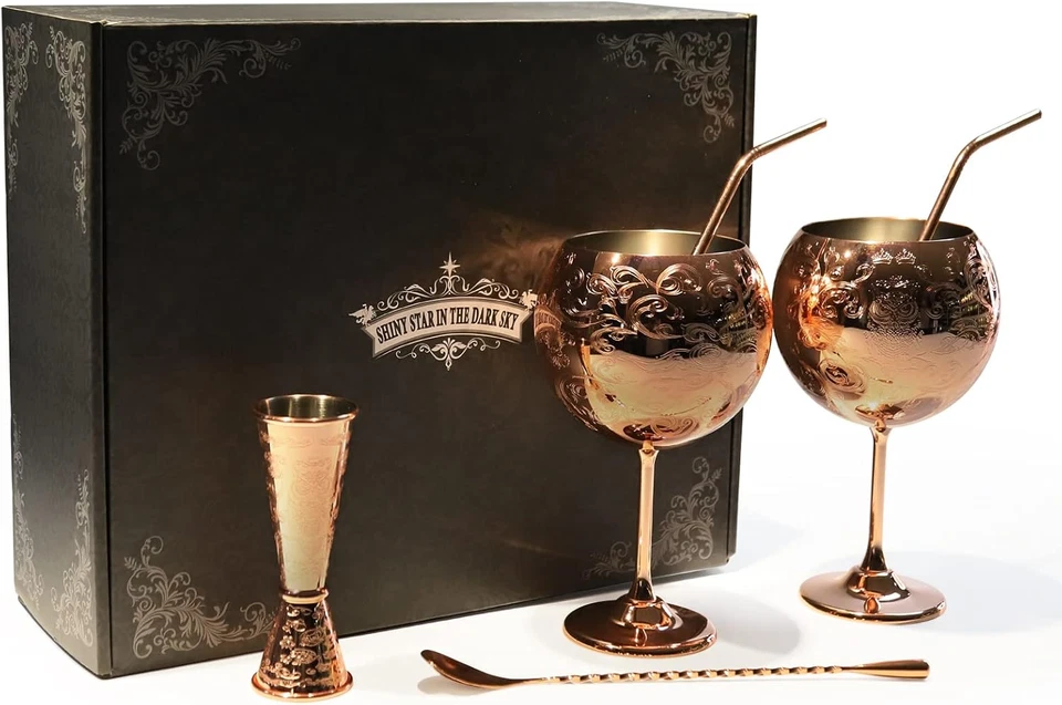 Bicchieri Da Gin, Set Di Bicchieri Da Vino Da Cocktail in Acciaio Inossidabile,  - Immagine 1 di 4