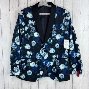 Giacca sportiva J.Ferrar blu navy floreale slim fit un bottone taglia 42S nuova con etichette - Foto 1 di 13
