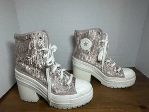 Converse Size 5.5 Women's Chuck 70 De Luxe Heel Satin Boots Shoes Lug Heel - Picture 1 of 18