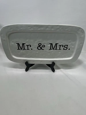 MUD PIE MR & MRS CERAMIC PLATTER 15” X 8” PREOWNED - Image 1 of 4