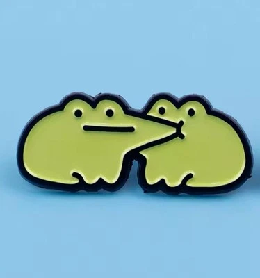 Frogs Hungry Face Style 1pc Pin Rubber Pin Back Frog Pair Eat Pin FREE SHIPPING - Image 1 of 4