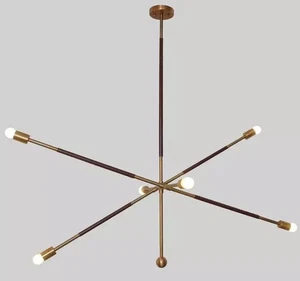 6 Lights Tandem Modern Pendant Fixture Light Sputnik Brass Chandelier Lamp - Picture 1 of 5