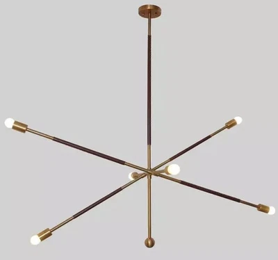 6 Lights Tandem Modern Pendant Fixture Light Sputnik Brass Chandelier Lamp - Image 1 of 4