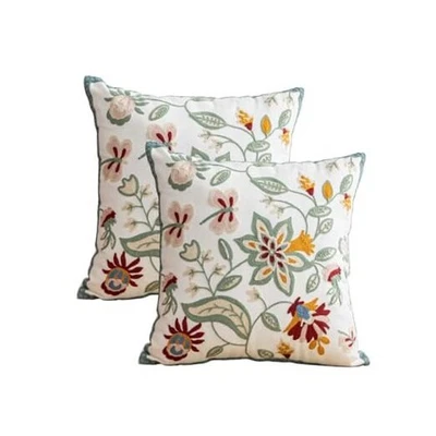  Pack de 2 Fundas de Almohada,Funda de Almohada Bordada Plantas Blanco Suave07 Foto 1 de 4