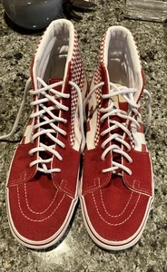Vans Off the Wall High Top Red & White Checkered Shoes Size M 9 W 10.5 Mint - Picture 1 of 16